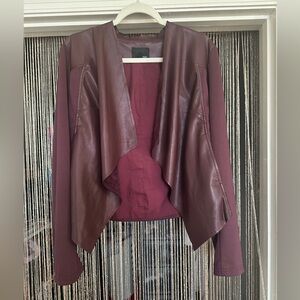 Burgundy Pleather Open Front jacket